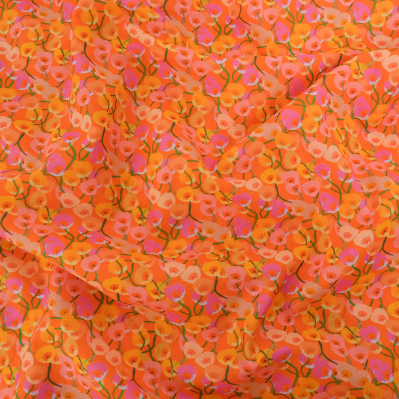 Popeline de Coton Mila Corolle Orange - Maison Klem